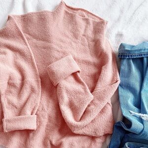 Cotton candy LA high neck knot sweater